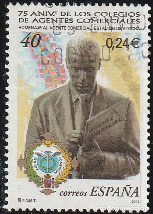 Sellos: Espa&ntilde;a 2001 Edifil 3776 Sello &ordm; Aniversario Colegios Agentes Comerciales Escultura Francisco Lopez