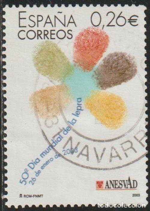 Sellos: Espa&ntilde;a 2003 Edifil 3959 Sello &ordm; Dia Mundial de la Lepra Flores Margarita Logo Michel 3815 Yvert 3529