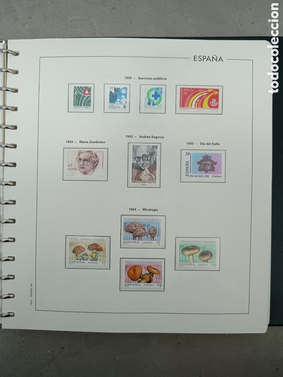 Sellos: A&Ntilde;O COMPLETO 1993 - SELLOS ESPA&Ntilde;A EN 5 HOJAS EDIFIL Y FILOESTUCHES MNH **