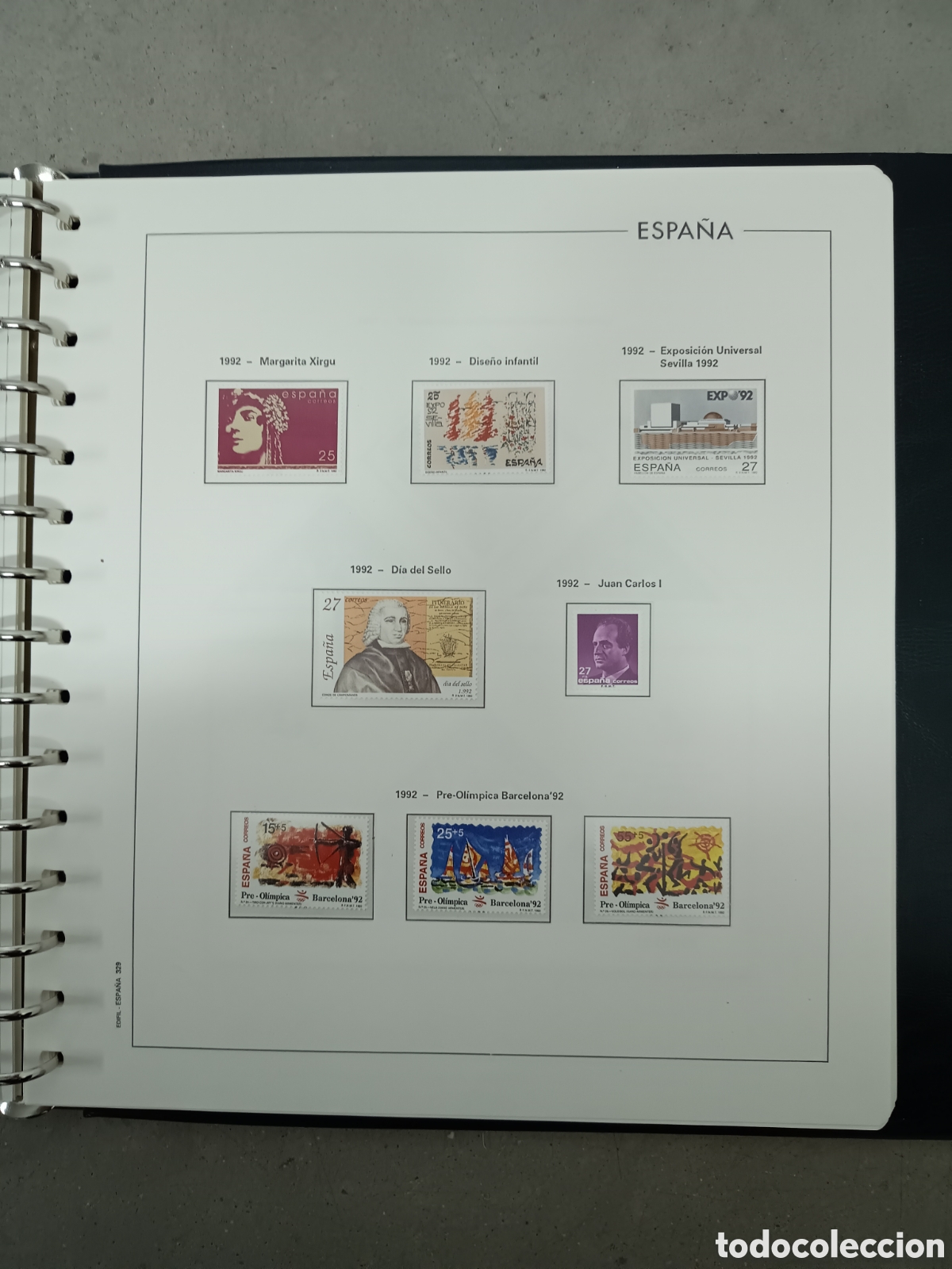 Sellos: A&Ntilde;O COMPLETO 1992 - SELLOS ESPA&Ntilde;A EN 15 HOJAS EDIFIL Y FILOESTUCHES MNH **