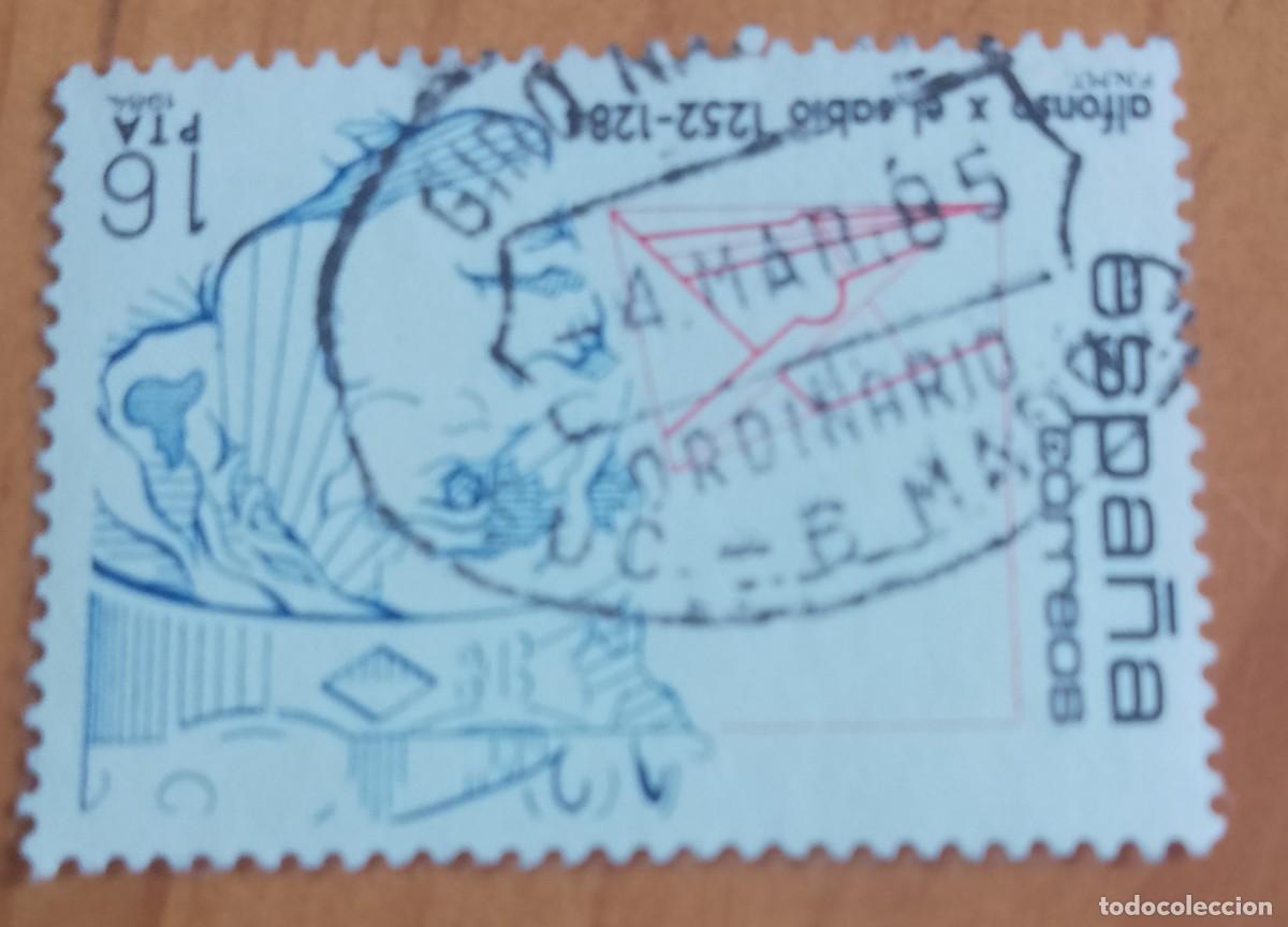 Sellos: ESPA&Ntilde;A,A&Ntilde;O 1984, EDIFIL 2759 ALFONSO X SABIO -MATASELLO IDENTIFICATIVO: 4 MAR 85 SUC. MADRID