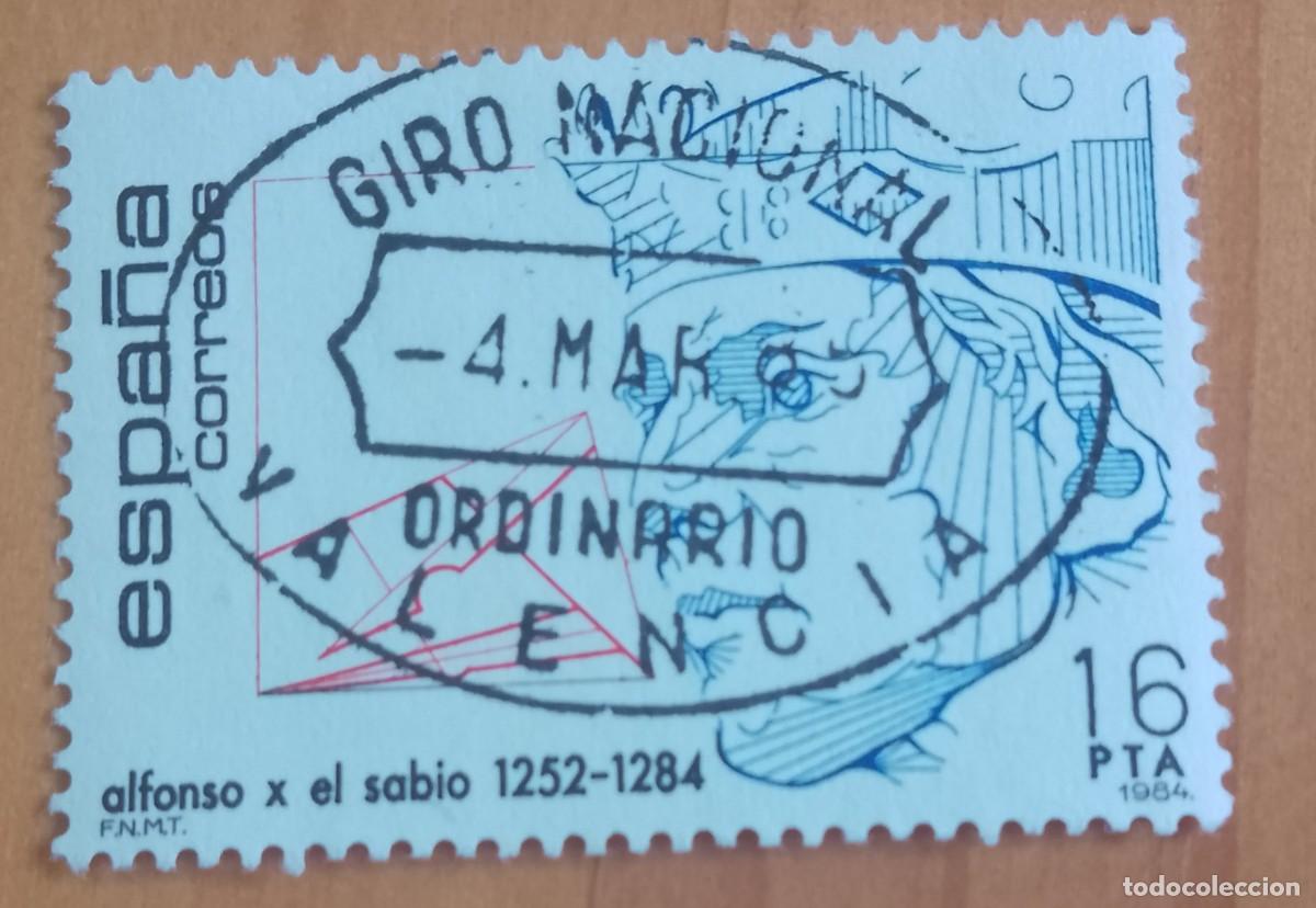 Sellos: ESPA&Ntilde;A,A&Ntilde;O 1984, EDIFIL 2759 ALFONSO X SABIO -MATASELLO IDENTIFICATIVO: 4 MAR 85 VALENCIA