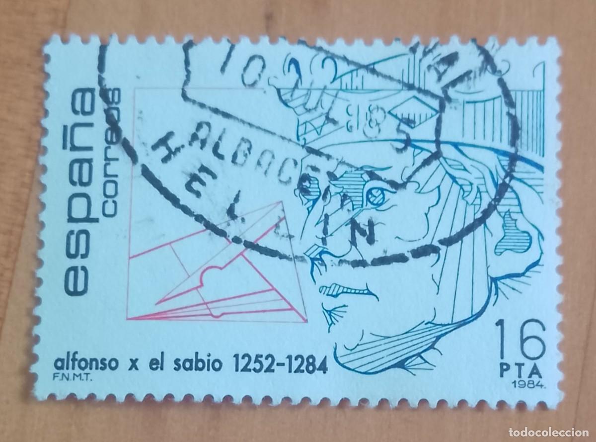 Sellos: ESPA&Ntilde;A,A&Ntilde;O 1984, EDIFIL 2759 ALFONSO X SABIO -MATASELLO IDENTIFICATIVO: 10 JUL 85 HELLIN ALBACETE