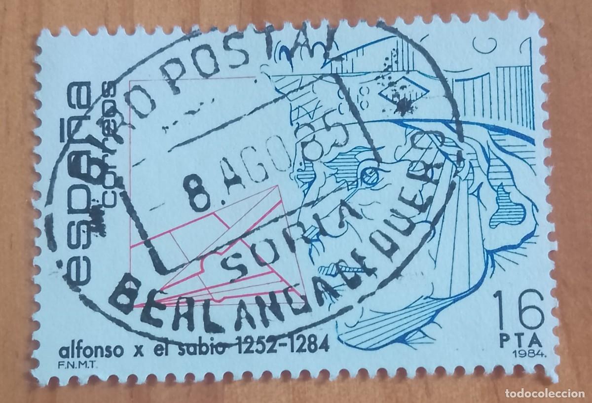 Sellos: ESPA&Ntilde;A,A&Ntilde;O 1984, EDIFIL 2759 ALFONSO X SABIO -MATASELLO IDENTIFICATIVO: 8 AGO 85 BERLANGA DE DUERO -
