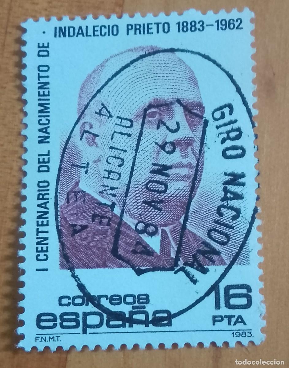 Sellos: ESPA&Ntilde;A,A&Ntilde;O 1983, EDIFIL 2731 - INDALECIO PRIETO - MATASELLO IDENTIFICATIVO:29 NOV 84 ALTEA, ALICANTE