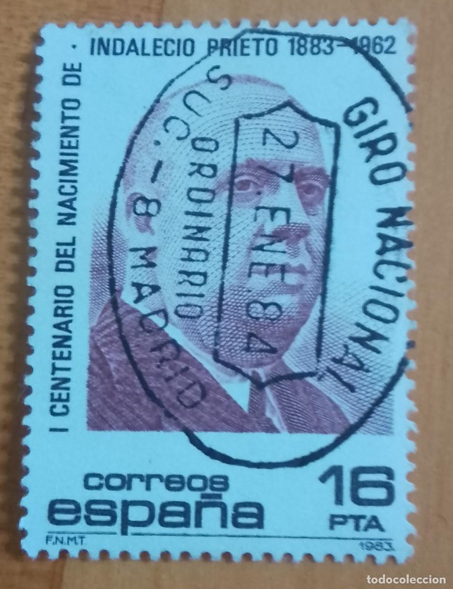 Sellos: ESPA&Ntilde;A,A&Ntilde;O 1983, EDIFIL 2731 - INDALECIO PRIETO - MATASELLO IDENTIFICATIVO: 27 ENE 84 SUC. 8 MADRID