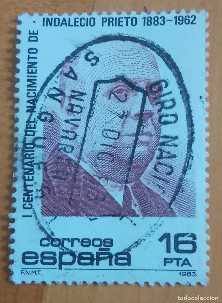 Sellos: ESPA&Ntilde;A,A&Ntilde;O 1983, EDIFIL 2731 - INDALECIO PRIETO - MATASELLO IDENTIFICATIVO: 27 DIC 83 SANG&Uuml;ESA NAVAR