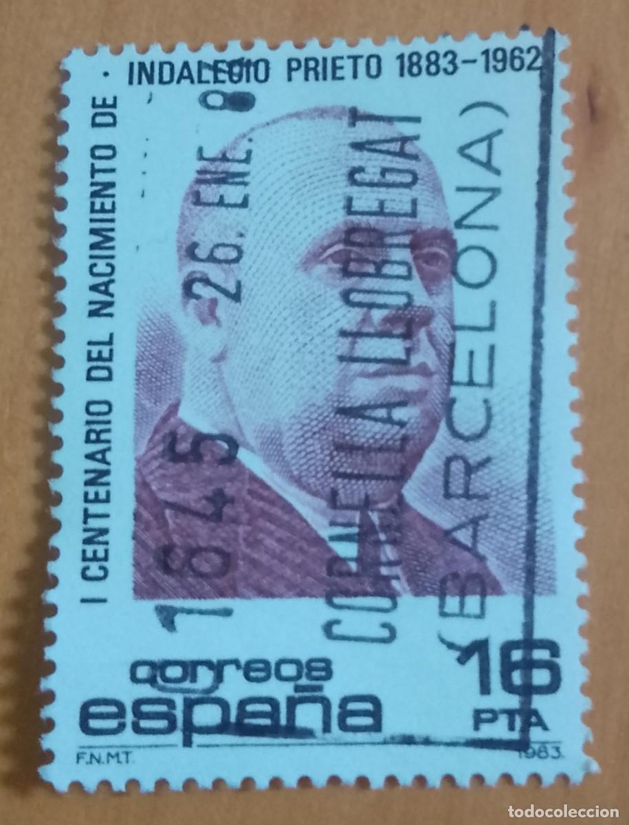 Sellos: ESPA&Ntilde;A,A&Ntilde;O 1983, EDIFIL 2731 - INDALECIO PRIETO - MATASELLO IDENTIFICATIVO: 26 ENE 87 CORENLLA