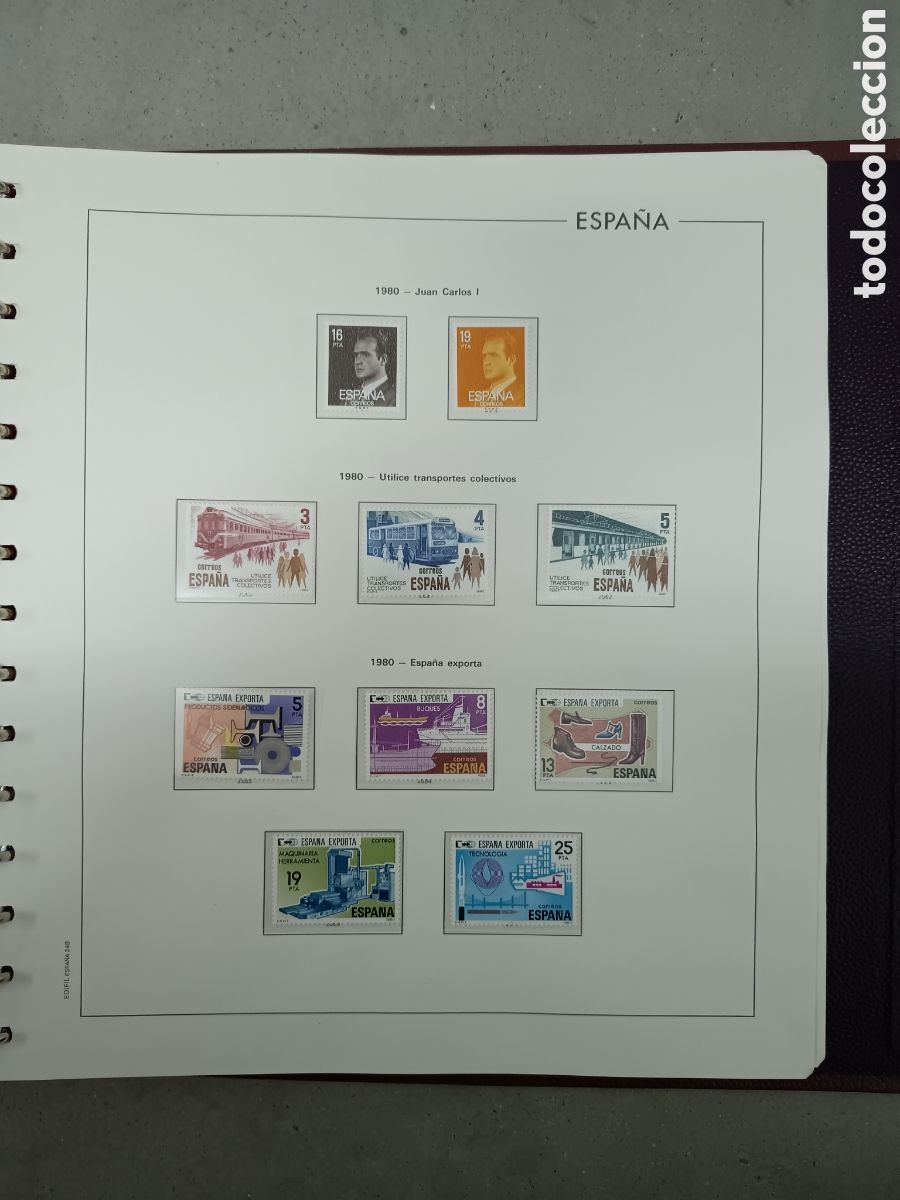 Stamps: A&Ntilde;O COMPLETO 1980 - SELLOS ESPA&Ntilde;A EN 5 HOJAS EDIFIL Y FILOESTUCHES MNH **