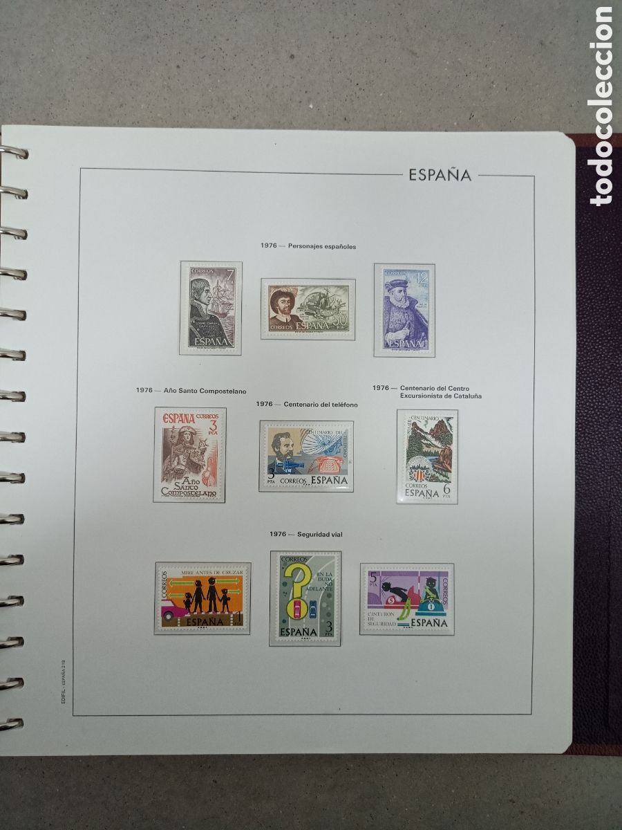 Stamps: A&Ntilde;O COMPLETO 1976 - SELLOS ESPA&Ntilde;A EN 9 HOJAS EDIFIL Y FILOESTUCHES MNH **