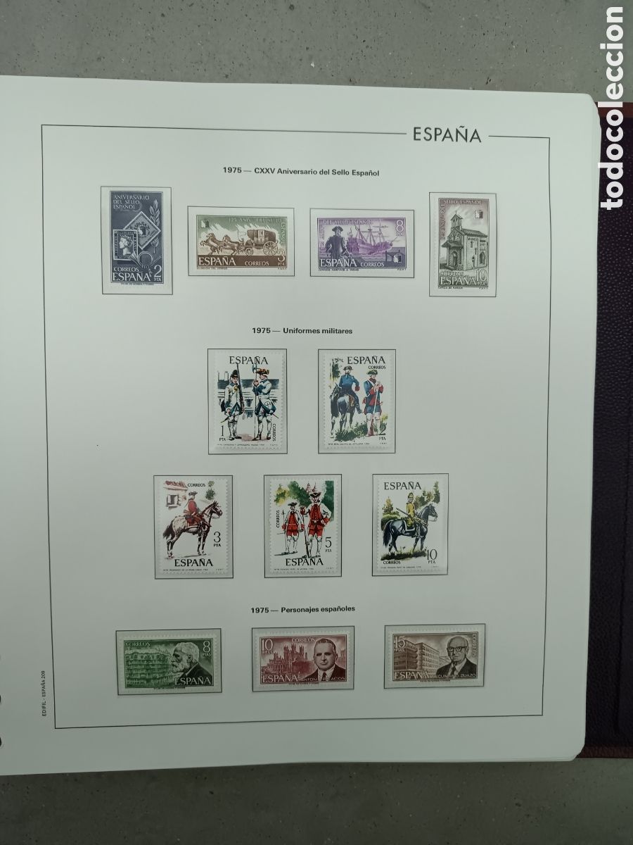 Stamps: A&Ntilde;O COMPLETO 1975 - SELLOS ESPA&Ntilde;A EN 9 HOJAS EDIFIL Y FILOESTUCHES MNH **