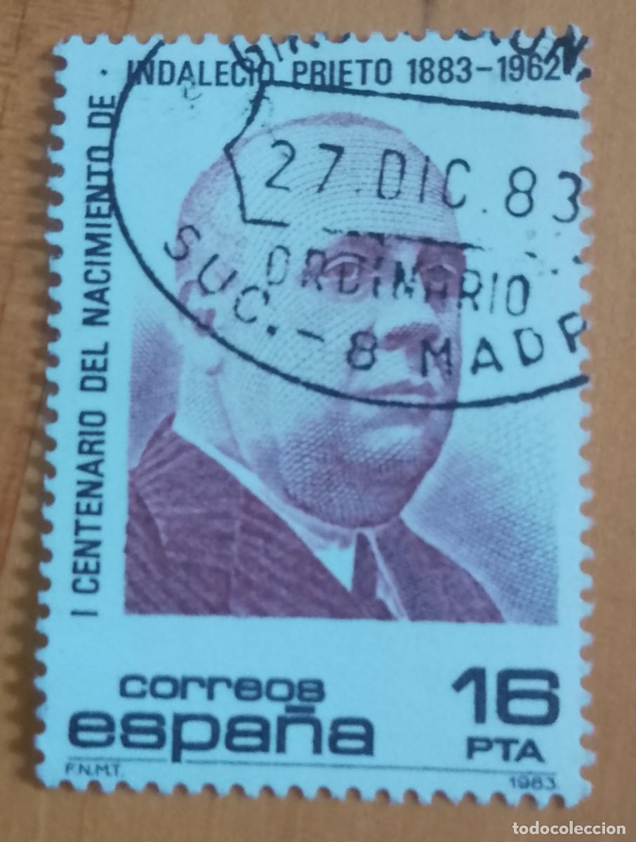 Sellos: ESPA&Ntilde;A,A&Ntilde;O 1983, EDIFIL 2731 - INDALECIO PRIETO - MATASELLO IDENTIFICATIVO: 27 DIC 83 SUC. 8 MADRID