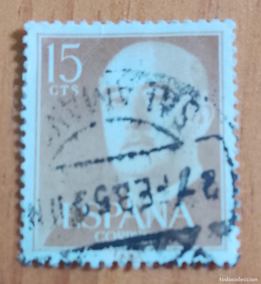 Sellos: ESPA&Ntilde;A, A&Ntilde;O 1955 - V/F 15 CTS, EDIFIL 1144 GENERAL FRANCO - MATASELLO IDENT.: 21 FEB 59 SALAMANCA