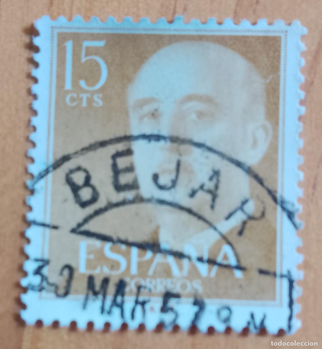 Sellos: ESPA&Ntilde;A, A&Ntilde;O 1955 - V/F 15 CTS, EDIFIL 1144 GENERAL FRANCO -MATASELLO IDENTIFICATIVO: 30 MAR 57 BEJAR