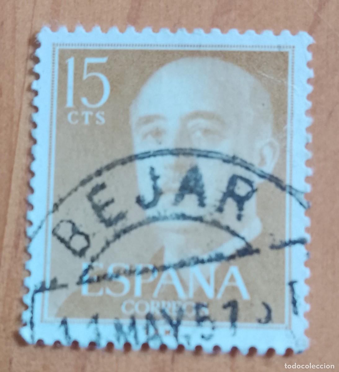 Sellos: ESPA&Ntilde;A, A&Ntilde;O 1955 - V/F 15 CTS, EDIFIL 1144 GENERAL FRANCO -MATASELLO IDENTIFICATIVO: 11 MAY 57 BEJAR