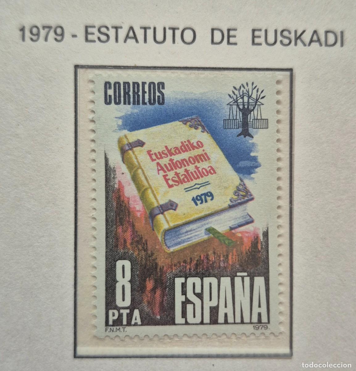 Sellos: A&ntilde;o 1979 - Edifil N 2547** - Estatuto de Euskadi - Nuevo sin fijasello - Se env&iacute;a el de la imagen
