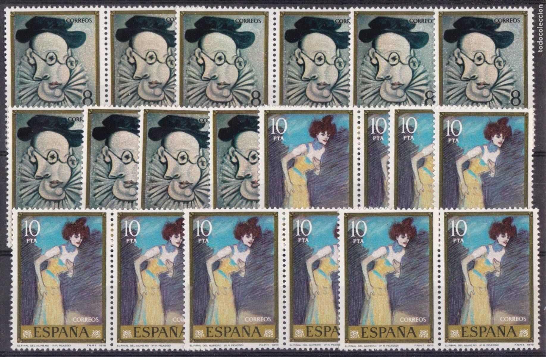 Sellos: FC4-2(a/r)- PICASSO Edifil 2481/88 x 10 Series ** Sin Fijasellos .LUJO. VARIEDADES