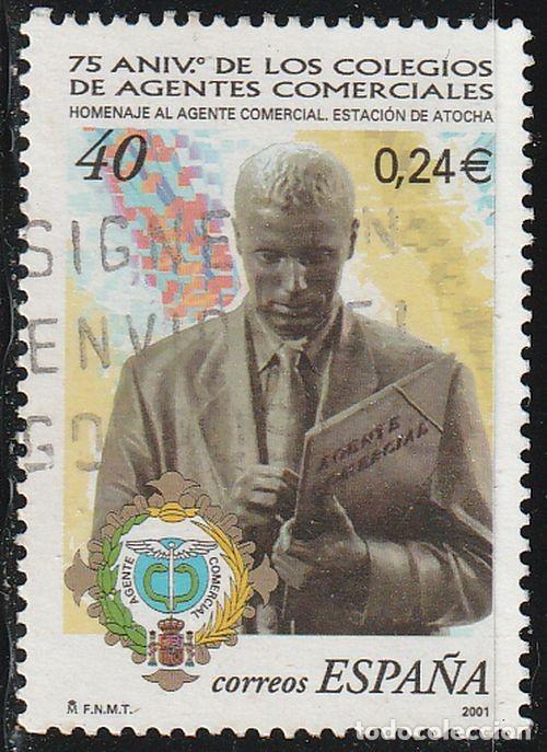 Sellos: Espa&ntilde;a 2001 Edifil 3776 Sello &ordm; Aniversario Colegios Agentes Comerciales Escultura Francisco Lopez