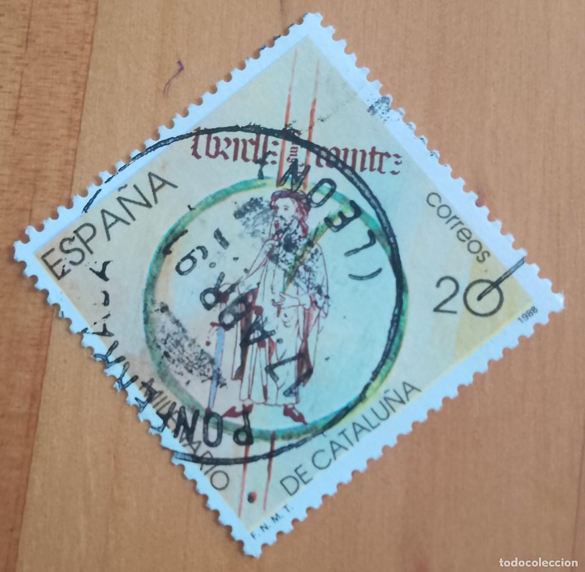 Sellos: ESPA&Ntilde;A, A&Ntilde;O 1988, EDIFIL 2960, 20 PTA, MILENARIO CATALU&Ntilde;A - MAT. IDENT.: 17 ABR 91 PONFERRADA, LE&Oacute;N