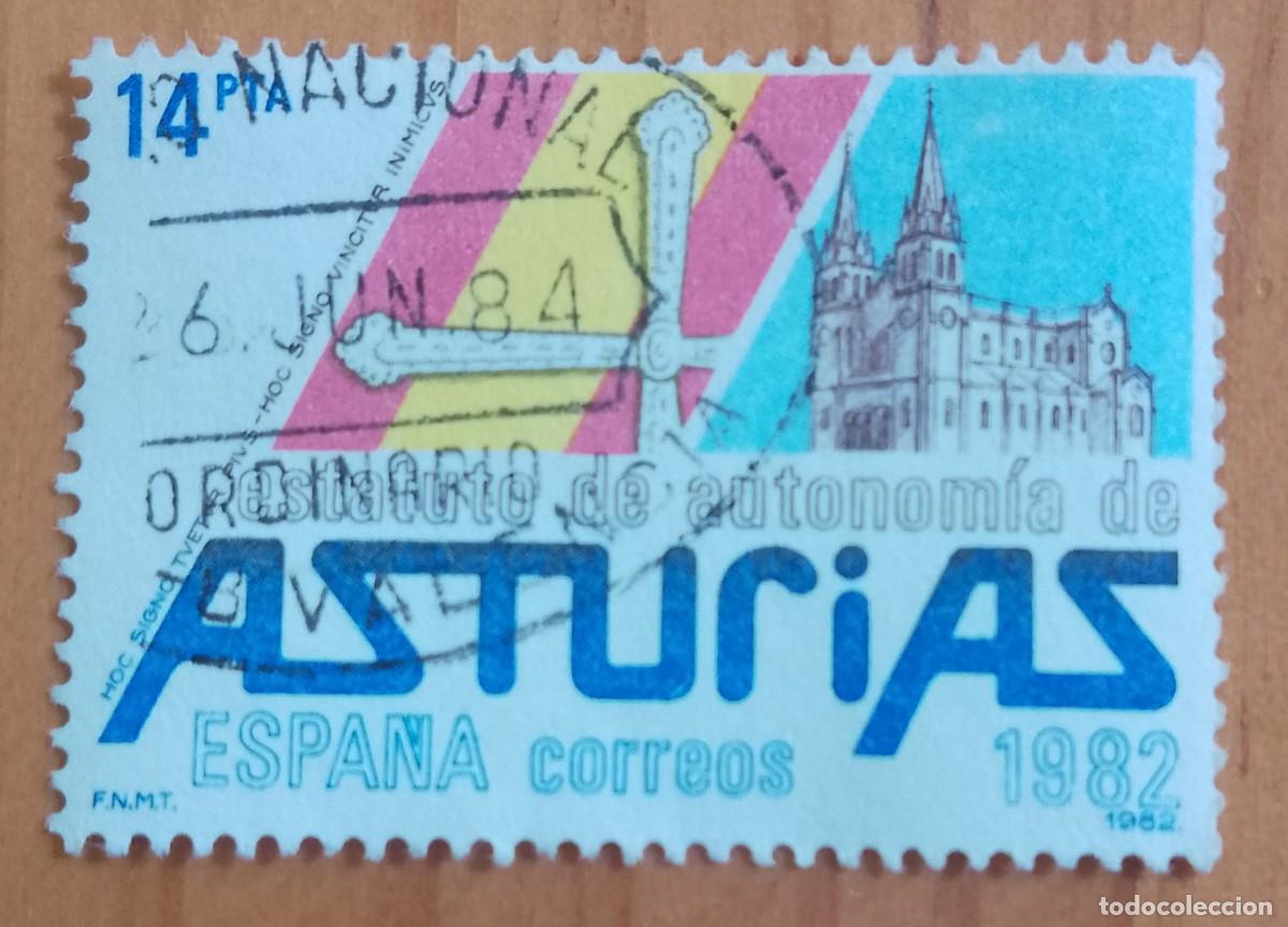 Sellos: ESPA&Ntilde;A, A&Ntilde;O 1982, ED. 2688, 14 PTA, ESTATUTO ASTURIAS - MAT. IDENT.: 26.JUN.84 SUC. 8 VALENCIA