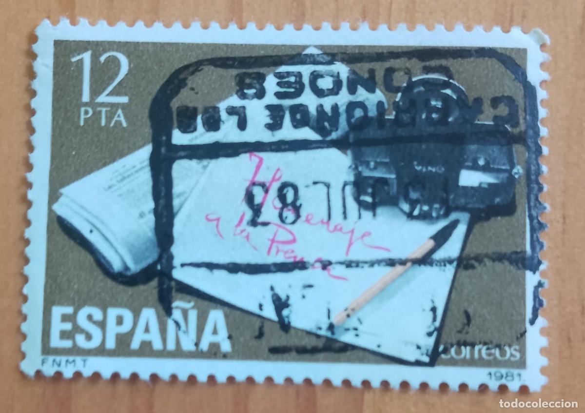 Sellos: ESPA&Ntilde;A, A&Ntilde;O 1981, ED. 2610 - 12 PTA, HOMENAJE A LA PRENSA -MAT. ID.: 23.JUL.83 CARRI&Oacute;N DE LOS CONDES