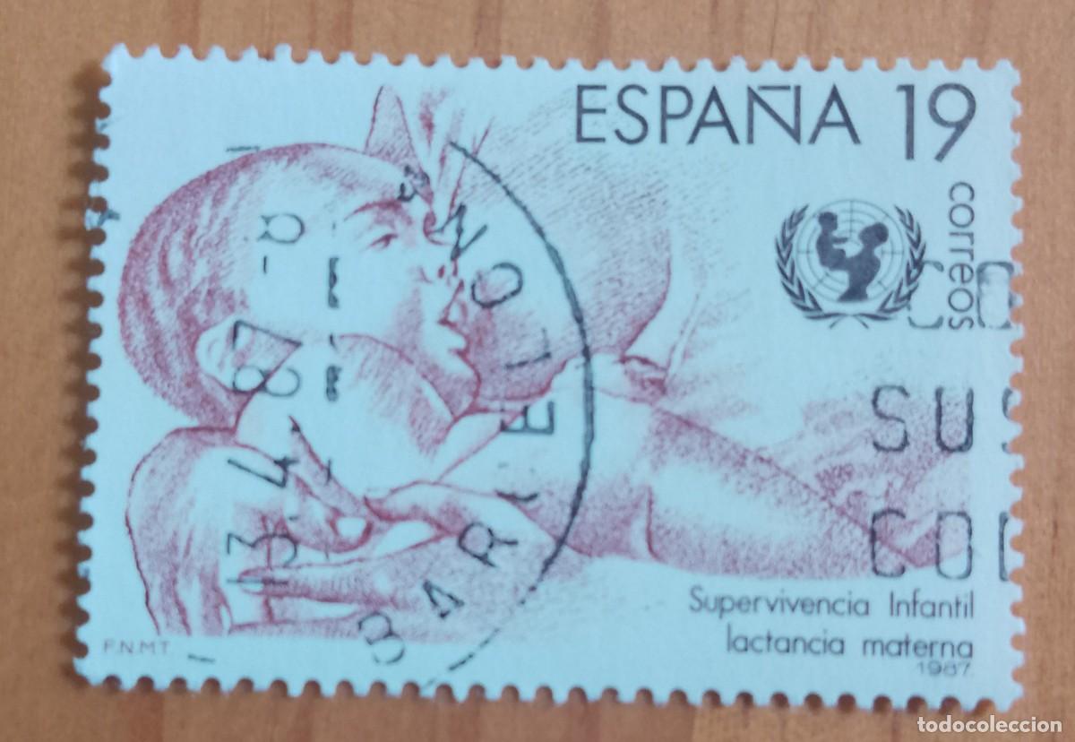 Sellos: ESPA&Ntilde;A, A&Ntilde;O 1987, ED. 2886 - SUPERVIVENCIA INFANTIL - MAT. ID.: 13.4.87 BARCELONA