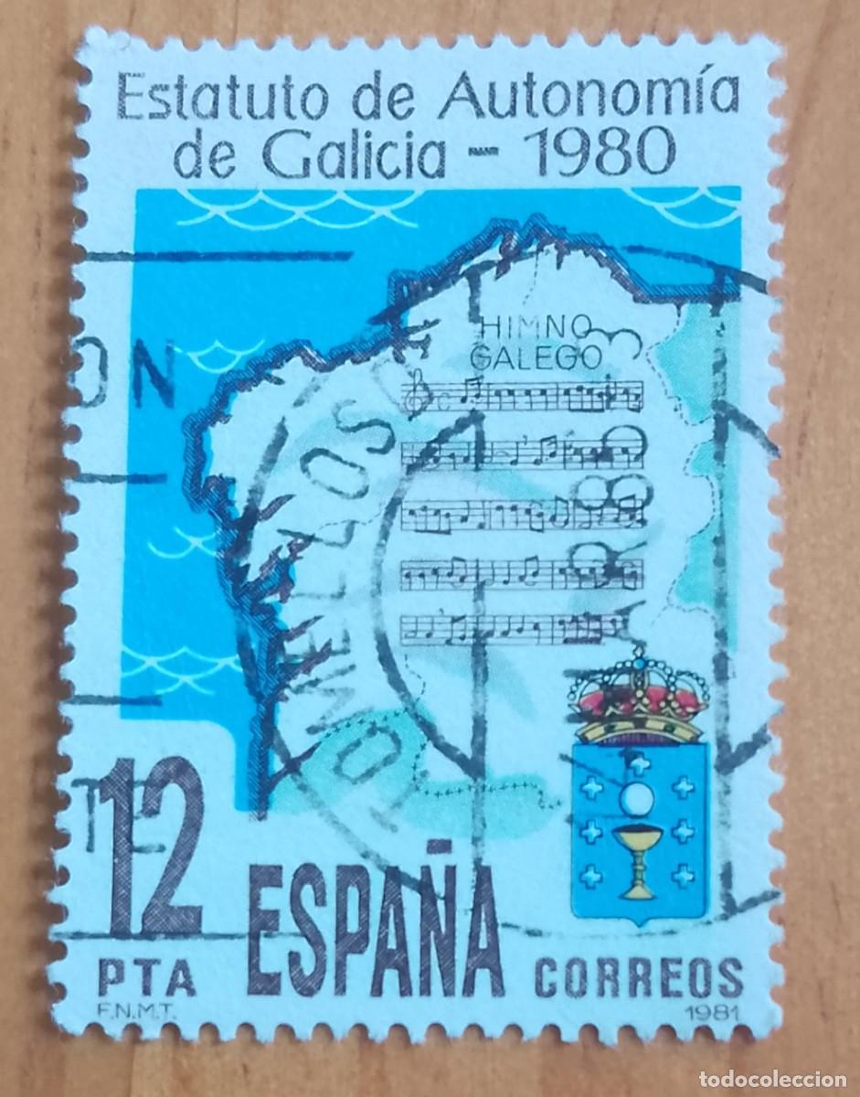Sellos: ESPA&Ntilde;A, A&Ntilde;O 1981, ED. 2611 - 12 PTA, ESTATUTO DE GALICIA - MAT. ID.: 14.MAR.85 TOMELLOSO