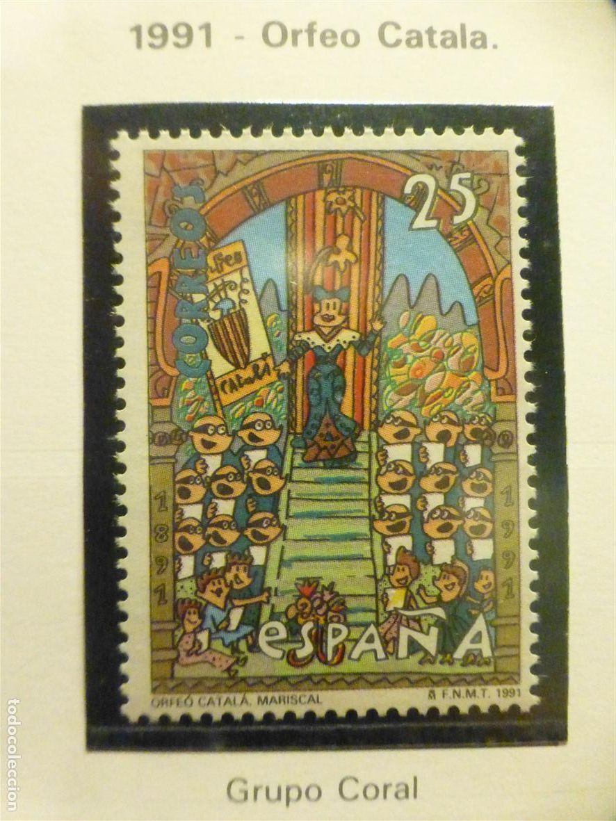 Francobolli: Sello Correos Espa&ntilde;a - Edifil 3126 - A&ntilde;o 1991 - Centenario Orfeon Catal&aacute;n - 25 Pts.
