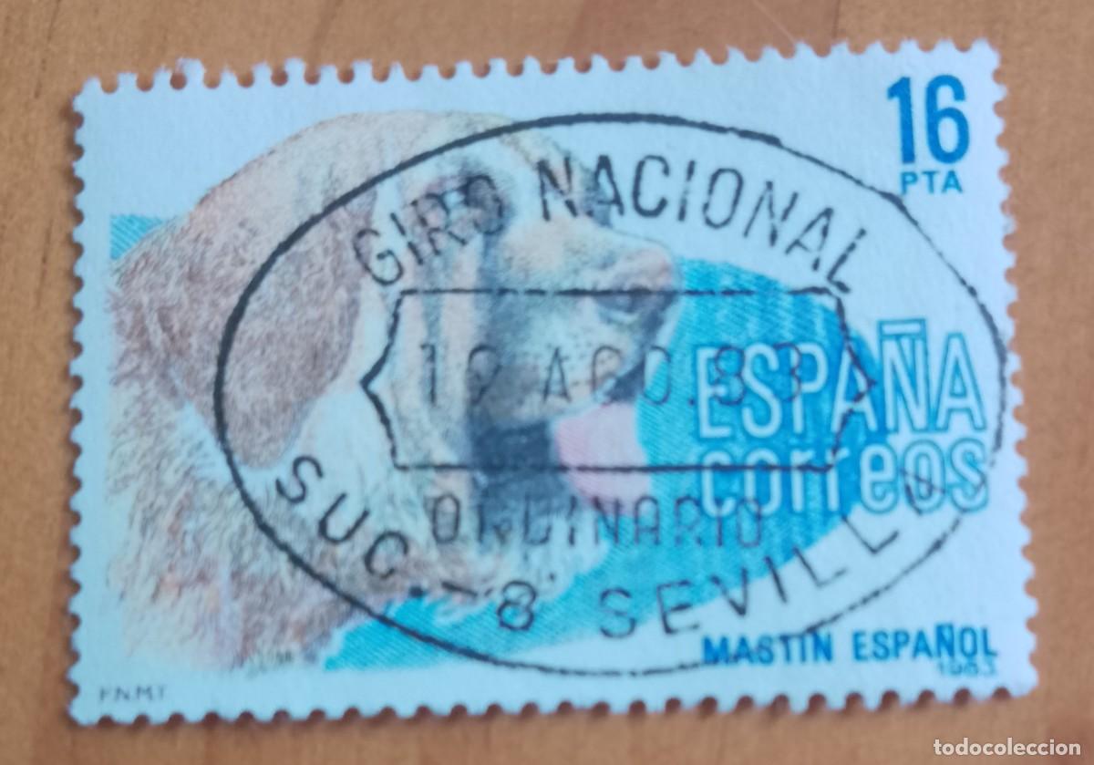 Sellos: ESPA&Ntilde;A, A&Ntilde;O 1983, ED. 2712 - MASTIN, PERRO - 16 PTA - MAT. ID. 18.AGO.83 SUC. 8 SEVILLA