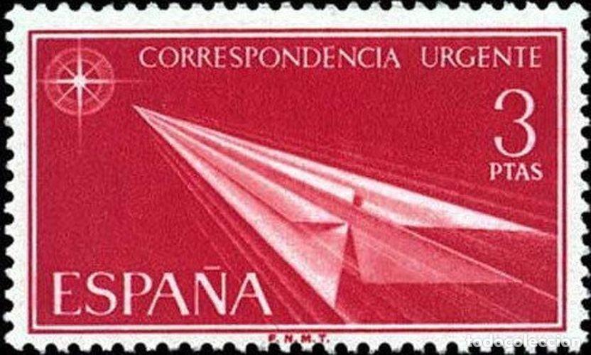 Sellos: Espa&ntilde;a 1965 Edifil 1671 Sello ** Correspondencia Urgente Avion de Papel Michel 1553 Yvert E32 Spain