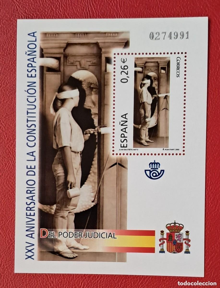 Sellos: XXV ANIVERSARIO DE LA CONSTITUCI&Oacute;N ESPA&Ntilde;OLA - A&Ntilde;O 2003 - HOJA BLOQUE NUEVA
