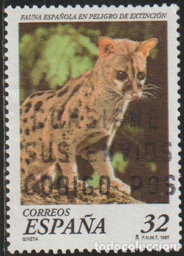 Sellos: Espa&ntilde;a 1997 Edifil 3469 Sello &ordm; Fauna en Peligro Extinci&oacute;n Gineta (Genetta Genetta) Michel 3312