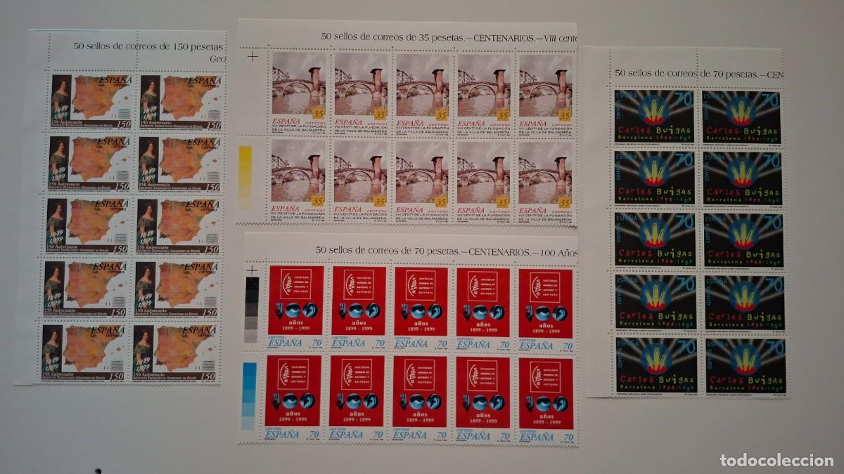 Stamps: EDIFIL 3651/3654 - CENTENARIOS 1999 - COMPLETA EN BLOQUES DE 10 SELLOS NUEVOS - ESPA&Ntilde;A ..A3530