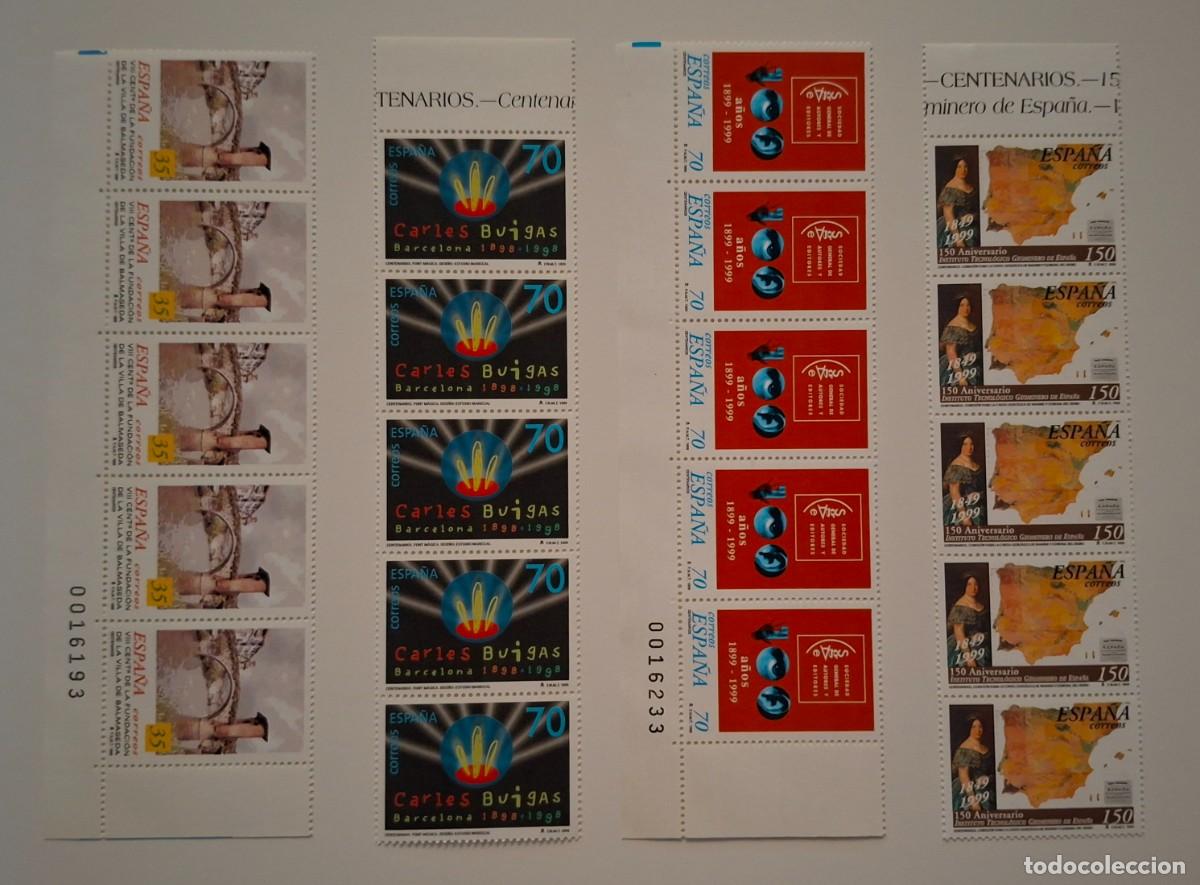 Stamps: EDIFIL 3651/3654 - CENTENARIOS 1999 - COMPLETA EN BLOQUES DE 5 SELLOS NUEVOS - ESPA&Ntilde;A ..A3531