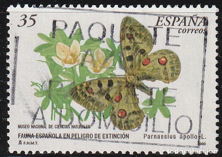 Sellos: Espa&ntilde;a 2000 Edifil 3694 Sello &ordm; Fauna Espa&ntilde;ola en Peligro de Extincion Mariposa Parnassius Apollo