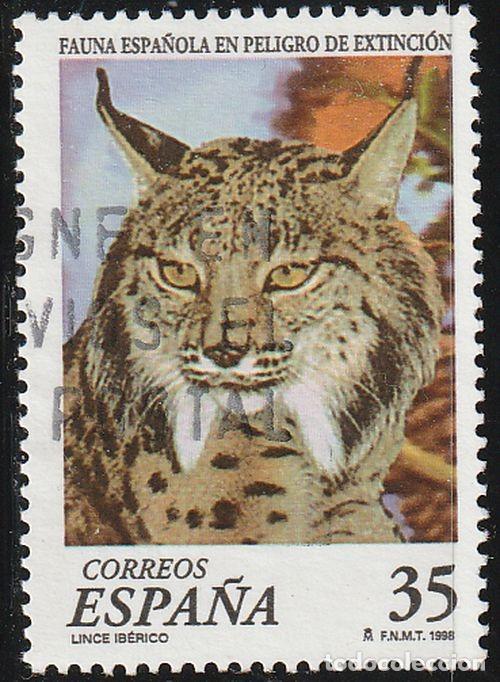 Stamps: Espa&ntilde;a 1998 Edifil 3529 Sello &ordm; Fauna en Peligro de Extinci&oacute;n Lince Iberico (Linx Pardina) Spain