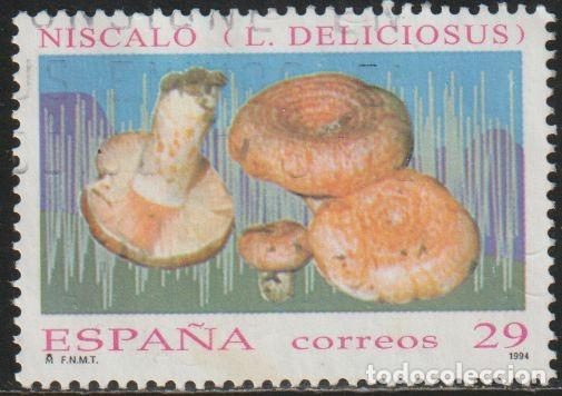 Sellos: Espa&ntilde;a 1994 Edifil 3282 Sello &ordm; Micologia Mushroom Setas Niscalo (lactarius deliciosus) Michel 3143