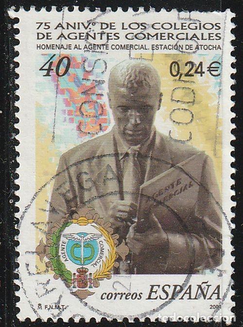 Sellos: Espa&ntilde;a 2001 Edifil 3776 Sello &ordm; Aniversario Colegios Agentes Comerciales Escultura Francisco Lopez
