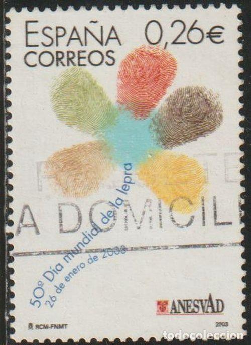 Sellos: Espa&ntilde;a 2003 Edifil 3959 Sello &ordm; Dia Mundial de la Lepra Flores Margarita Logo Michel 3815 Yvert 3529
