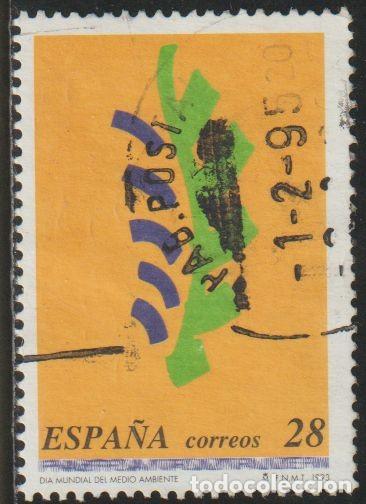 Sellos: Espa&ntilde;a 1993 Edifil 3263 Sello &ordm; Dia Mundial Medio Ambiente Logotipo 28Pts Spain Stamp Timbre Espagne