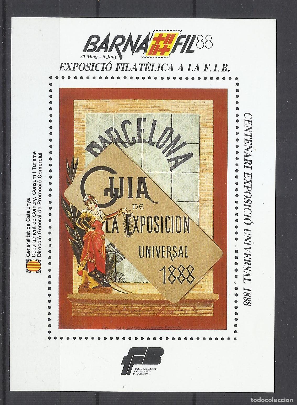 Stamps: BARCELONA 1988 HOJITA GENERALITAT DE CATALUNYA BARNAFIL 88 GUIA EXPOSICION 1888 NUEVA**