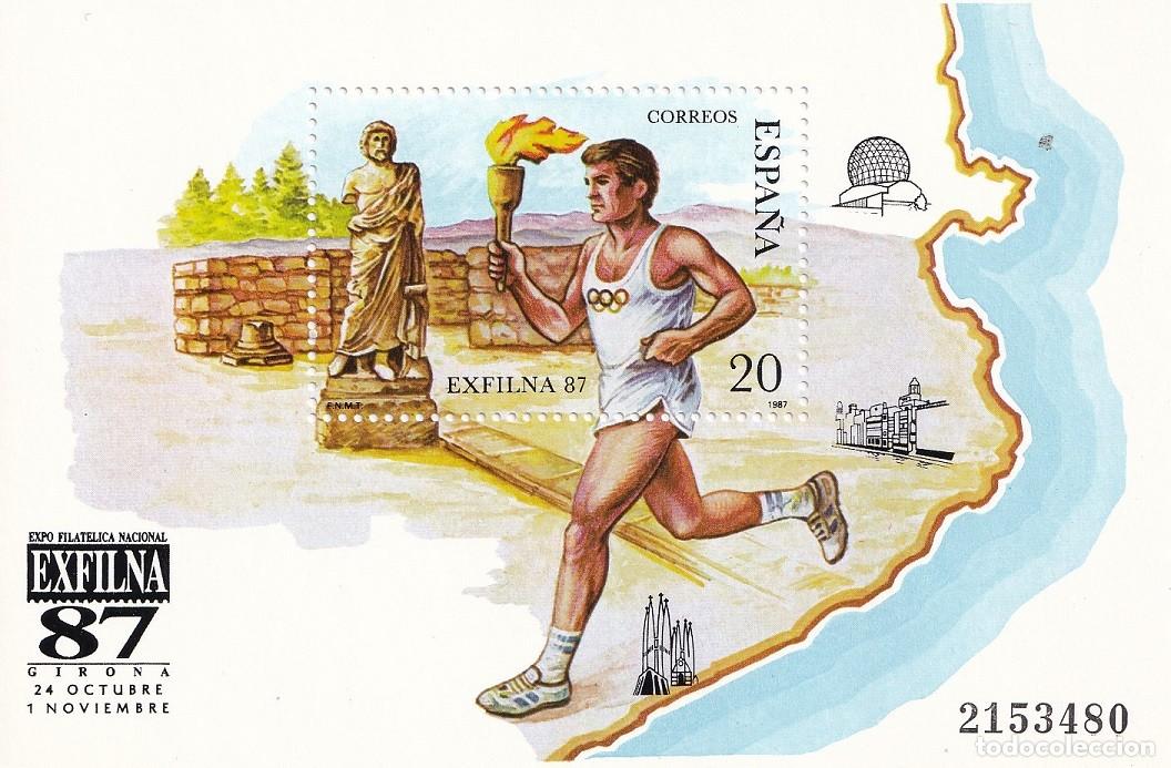 Sellos: HB 1987 - Edifil 2918 - Exfilna 87 - Exposici&oacute;n Filat&eacute;lica Nacional Girona - Hoja bloque - Hojita