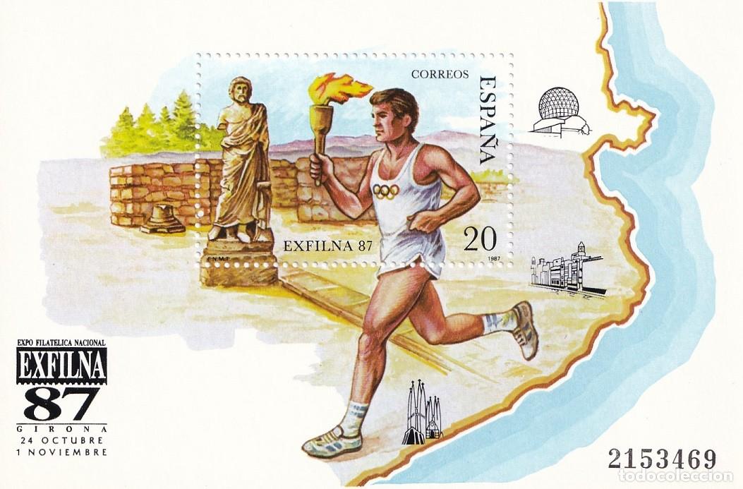 Sellos: HB 1987 - Edifil 2918 - Exfilna 87 - Exposici&oacute;n Filat&eacute;lica Nacional Girona - Hoja bloque - Hojita