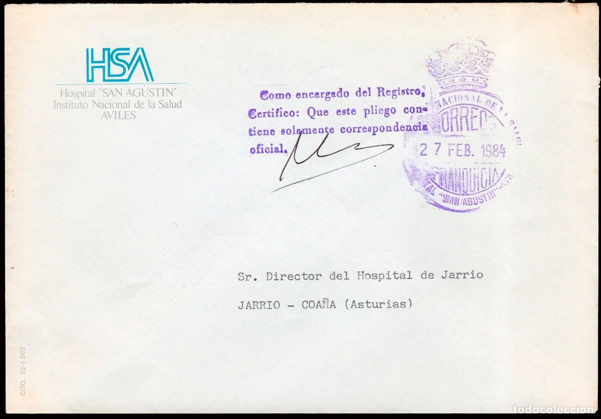 Briefmarken: Asturias - Sobre con franquicia &rdquo;Instituto Nacional de Salud - 27/02/84 - Hospital San Agust&iacute;n&rdquo;