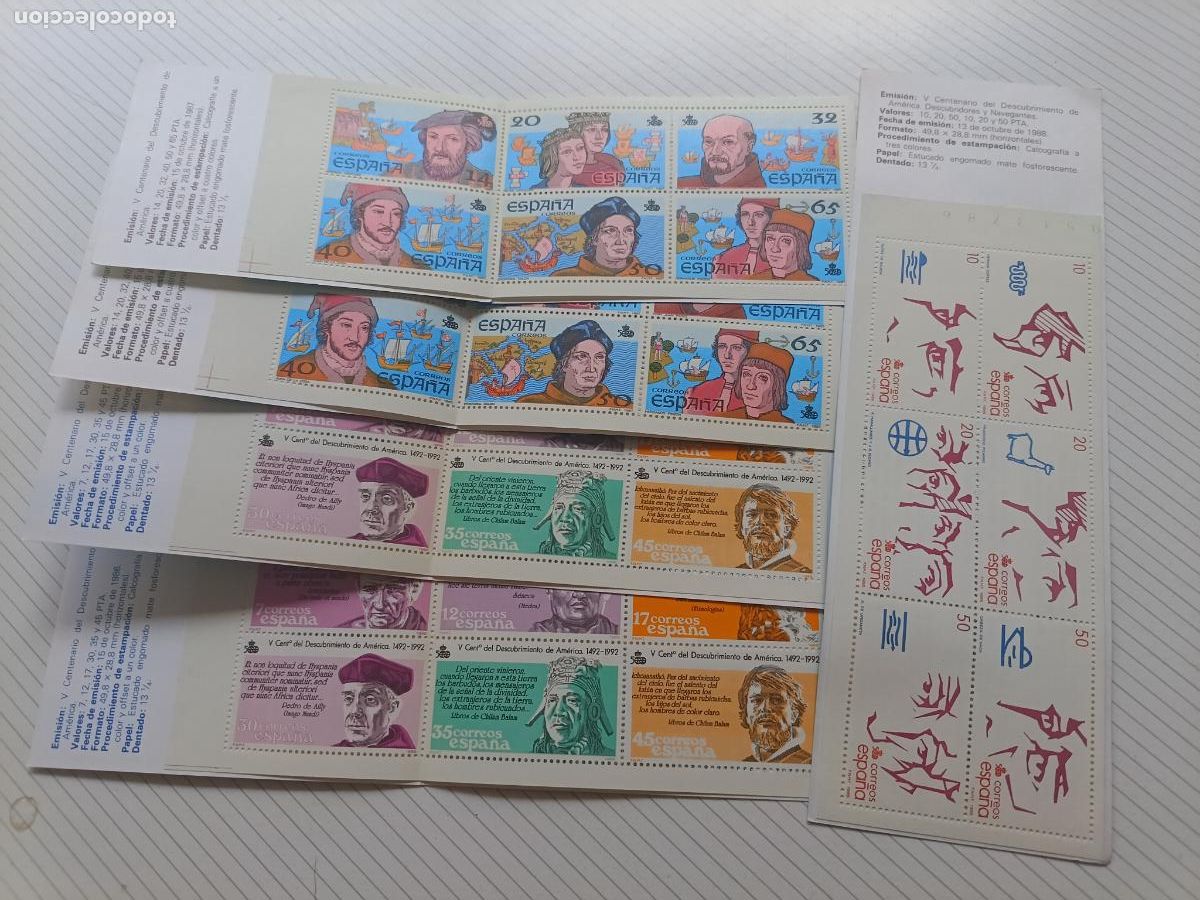 Sellos: 5 carnets nuevos V Centenario del descubrimiento de Am&eacute;rica