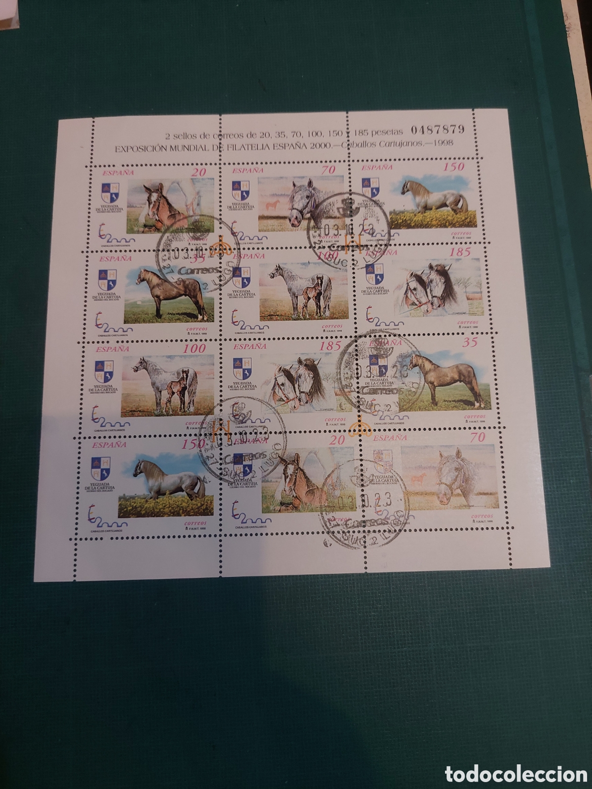 Sellos: USADA LUJO EDIFIL MINIPLIEGO 62 1998 CABALLOS CARTUJANOS EXPOSICI&Oacute;N FILAT&Eacute;LICA 2000 FAUNA