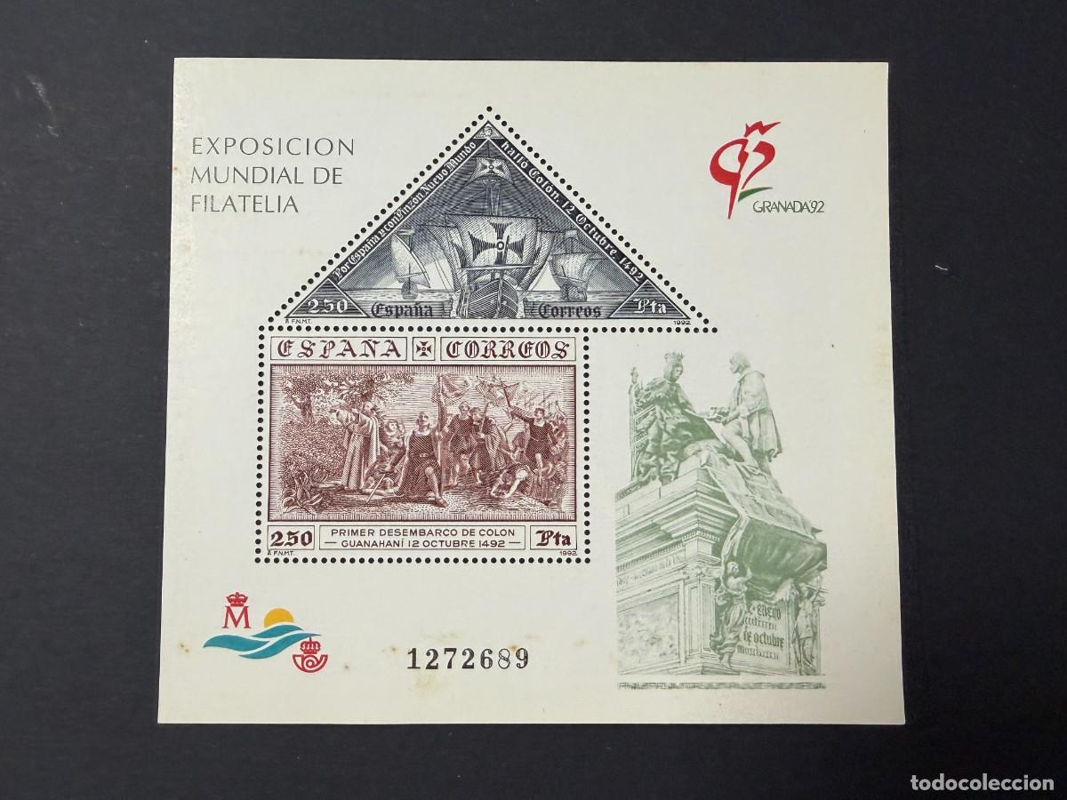 Sellos: ESPA&Ntilde;A, 1992. EDIFIL 3195. HOJA BLOQUE. EXPOSICION FILATELICA GRANADA 92. NUEVA. SIN FIJASELLOS