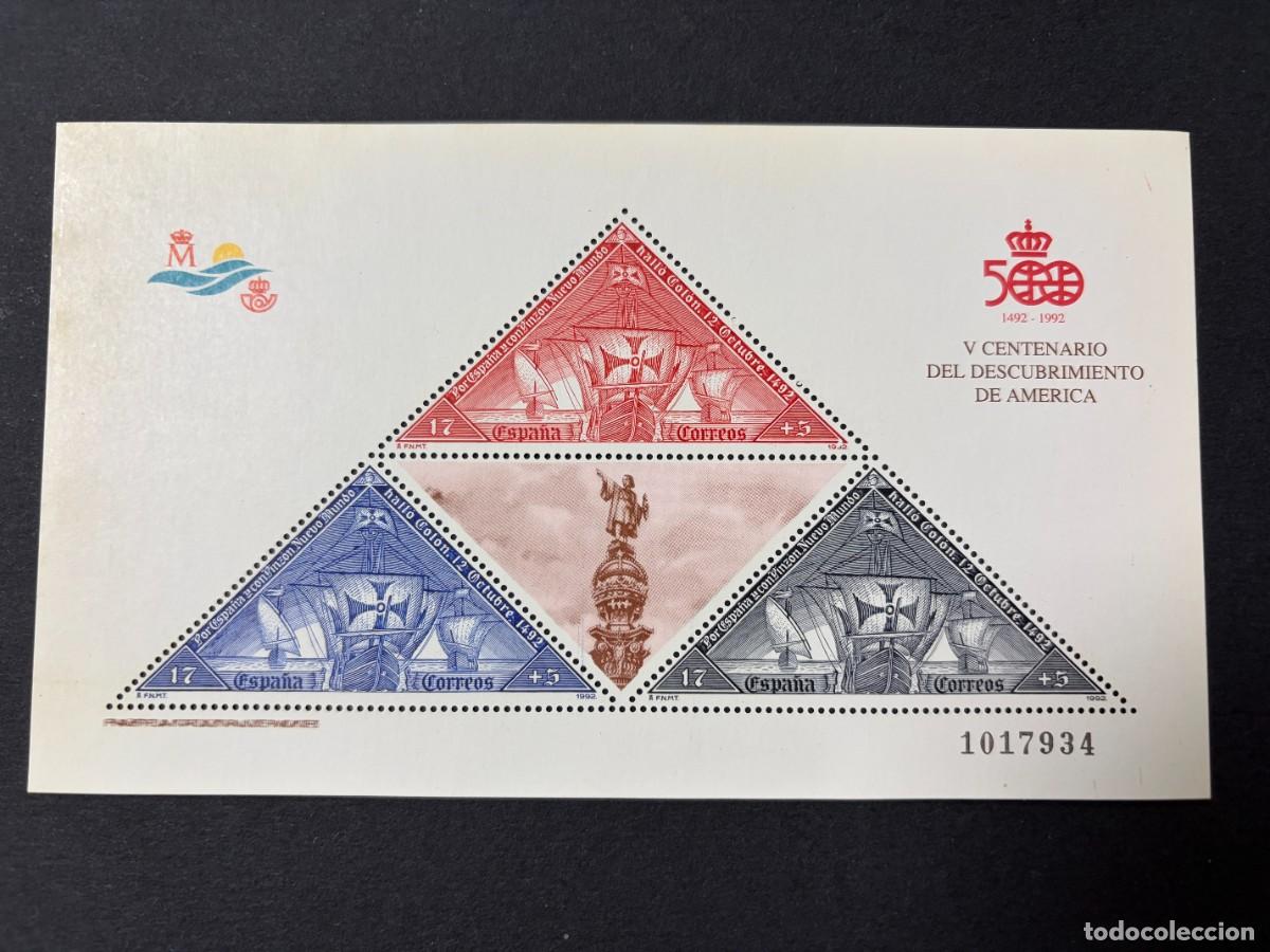Sellos: ESPA&Ntilde;A, 1992. EDIFIL 3163. HOJITA. V CENTENARIO DESCUBRIMIENTO DE AM&Eacute;RICA. NUEVO. SIN FIJASELLOS