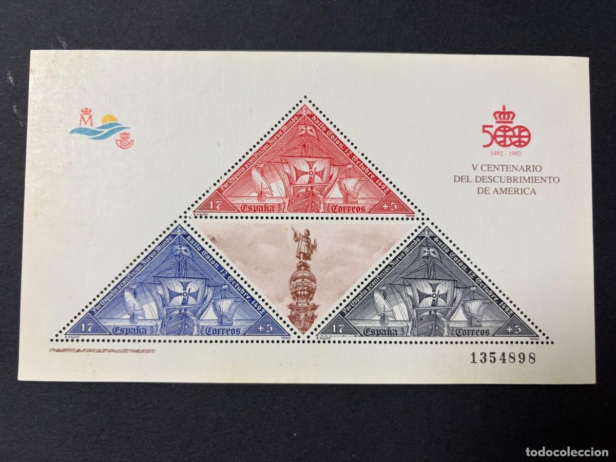 Sellos: ESPA&Ntilde;A, 1992. EDIFIL 3163. HOJITA. V CENTENARIO DESCUBRIMIENTO DE AM&Eacute;RICA. NUEVO. SIN FIJASELLOS