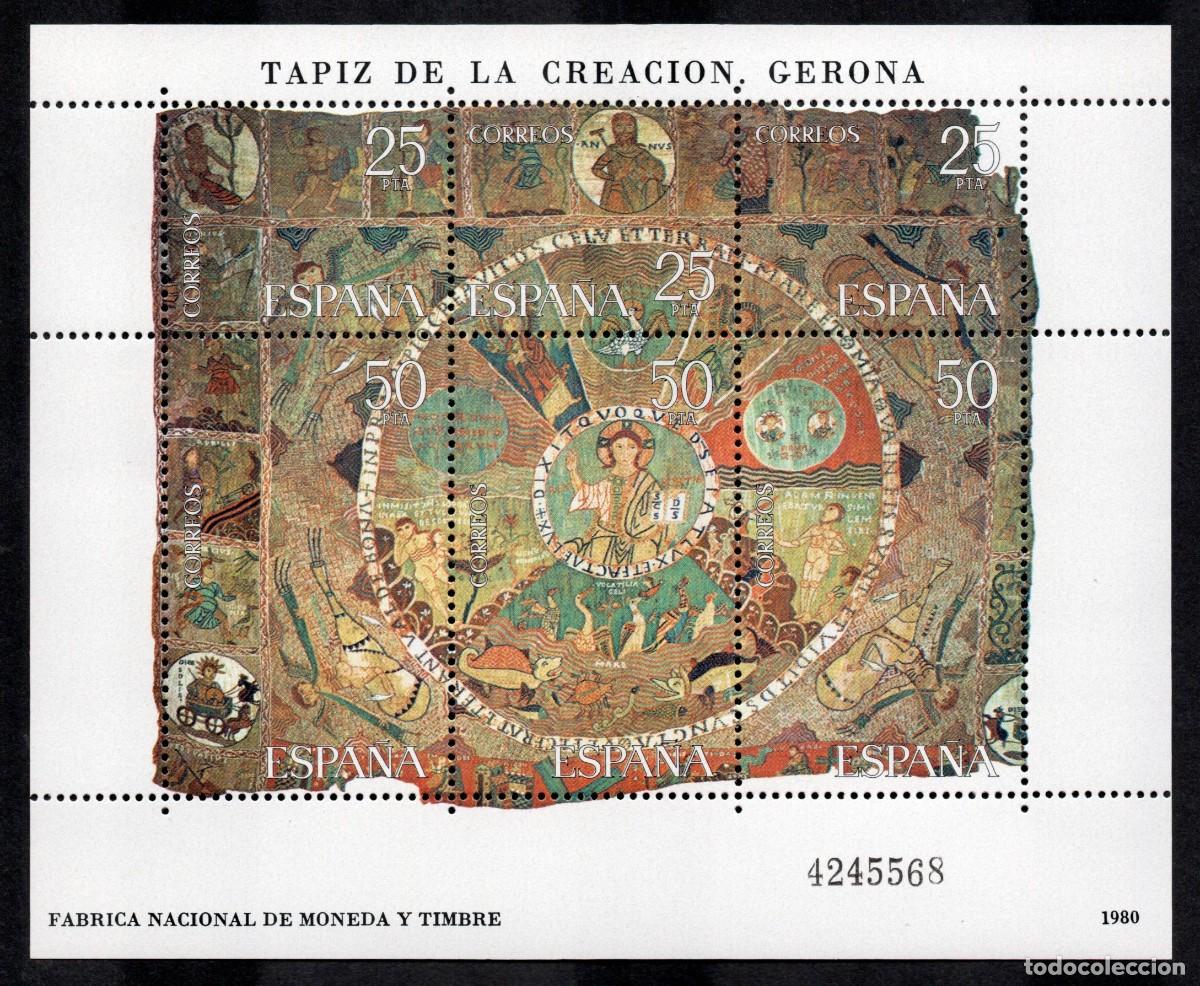 Sellos: SERIE NUEVA ESPA&Ntilde;A - TAPIZ DE LA CREACI&Oacute;N EN HOJA BLOQUE A&Ntilde;O 1.980. EDIFIL 2591